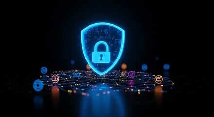 Cyber Security Shield Protecting Digital Network
