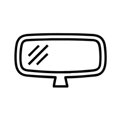 Naklejka premium Rearview mirror icon in black outline style, interior car mirror symbol for driving safety, automotive interface or educational traffic materials