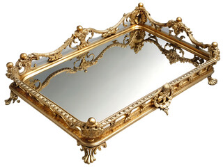 Ornate Gold Mirrored Tray Decorative Serving Tray Antique Style
