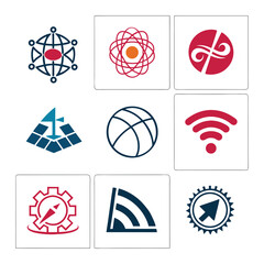 Set of Modern Technology and Communication Icons in Flat Style, creative letter B logo icon set. design for business of luxury, elegant, simple. Free logo vectors stock footage graphics collection.