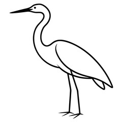 Heron Sketch in Clean Line Art