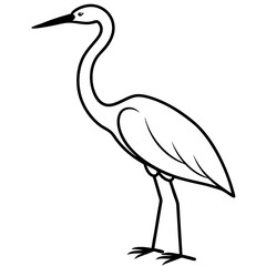 Heron Sketch in Clean Line Art