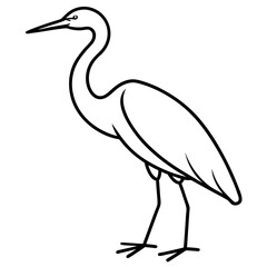 Heron Sketch in Clean Line Art