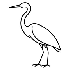 Heron Sketch in Clean Line Art