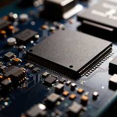 A macro view of a smartphone chip reveals the intricate network of circuits and components at the heart of modern mobile technology.