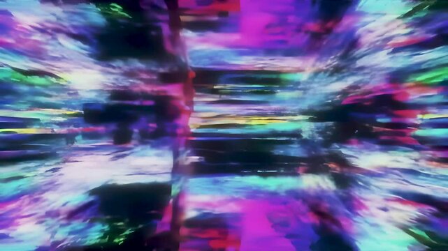 4K seamless looping of Colorful abstract background glitch effect with vibrant digital distortion and futuristic visual appeal videos