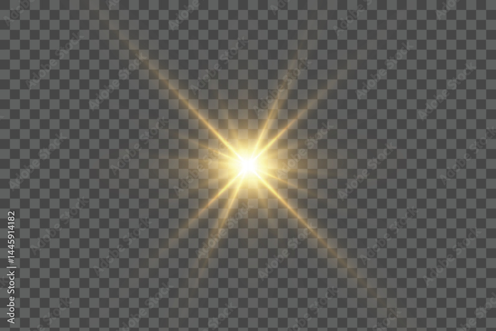 Aufkleber yellow glowing light burst explosion with transparent. vector illustration for cool effect decoratio