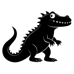 Fototapeta premium Silhouette of a crocodile with sharp teeth and spiked tail
