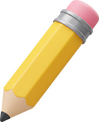 Gleaming Yellow Pencil Standing Diagonally: Realistic Render Isolated on Black Backdrop for Education, Writing, and Creativity Concepts