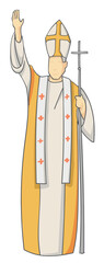 Greeting to the faithful in flat style of the new Christian Pope. Vertical vector illustration
