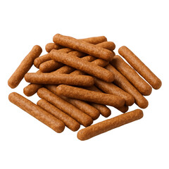 Delicious pile of golden brown, crunchy snack sticks, neatly stacked high and perfect for munching anytime.