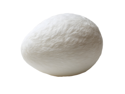 Furry egg-shaped object with soft white textures and shadows against a transparent background - Powered by Adobe