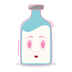 Kawaii milk carton character line icon with thin strokes and pastel colors. Features a cute face and playful details. Perfect for food-related designs, digital art, and playful themes.