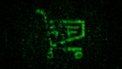 Shopping cart e-commerce business symbol matrix style 3d illustration