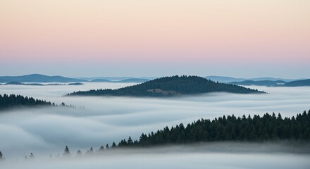 Obraz premium Serene Sunrise Misty Mountain Landscape Photography