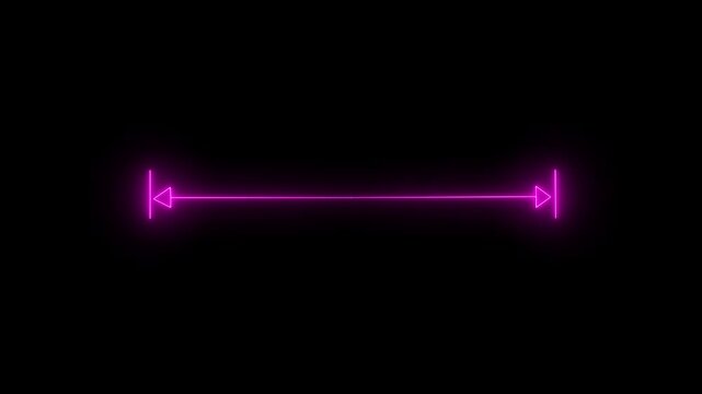 glowing neon measuring distance length dotted line animation, on black background.