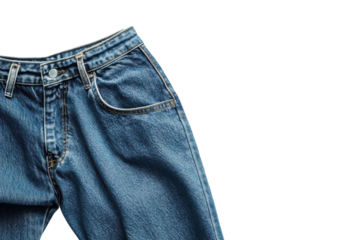 Stylish acid wash jeans close up showcasing textured denim button fly and classic five pocket design