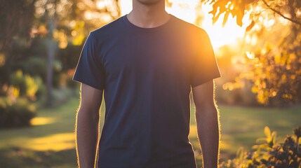 Man in Navy T-shirt Sunset