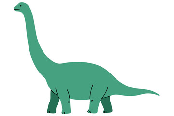 Obraz premium Cartoon Illustration of a Long Necked Dinosaur with a Simple Design for Children