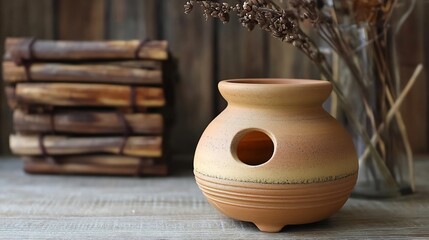 Beautiful earthenware oil burner creating a soothing atmosphere with a calming fragrance