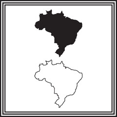 Obraz premium Brazil map silhouette and outline – black vector country shape for infographics, education, travel, and geography design