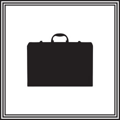 Black briefcase silhouette icon – minimalist vector symbol for business, office, travel, or corporate design
