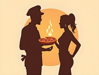Pizza line art illustration. Pizza silhouette Pizza logo