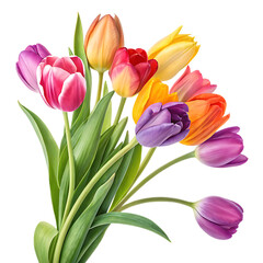 Naklejka premium bouquet of tulips isolated on transparent background