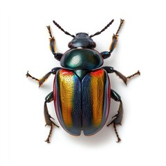 Close up macro photography of a vibrant metallic colored beetle showcasing its intricate exoskeleton structure intricate patterns and captivating colors
