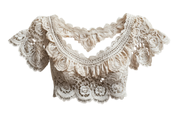 Delicate beige lace blouse intricate crochet detailing elegant off shoulder design romantic style