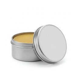 Natural Beeswax Wood Polish Tin Blank Label Isolated on White