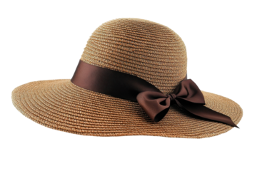 Elegant Brown Straw Sun Hat with Brown Ribbon Bow perfect summer accessory stylish design
