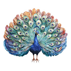  peacock displaying its feathers, full body