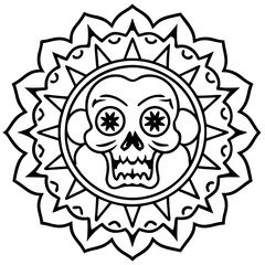 Intricate Zombie Mandala Line Drawing