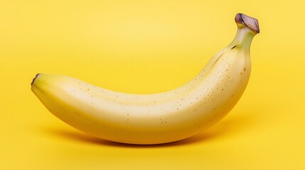 Bright yellow banana resting on a solid yellow background its curved shape and smooth surface highlighted with simplicity