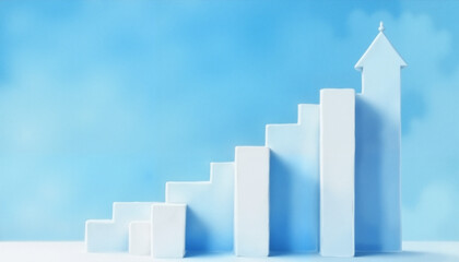 White blocks showing growth on blue background