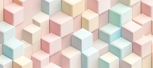 Obraz premium A clean minimalist pattern with pastel-colored cubes 