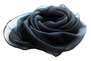 Elegant black sheer scarf softly draped showing subtle texture luxurious feel delicate fabric simple