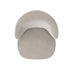 Cream Fabric Armchair with Dark Wooden Legs Top View Isolated