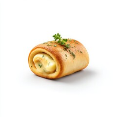 Garlic roll filled with cheese isolated on white background