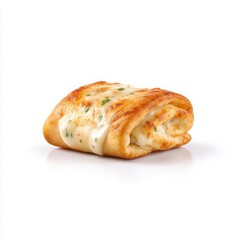 Garlic knot roll with cheese isolated on white background