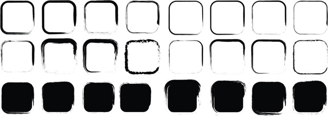 Grunge Brush Stroke Shape Set – Hand Drawn Circles, Squares, Paint brush, Rectangles, frame and Ink Textures for Design