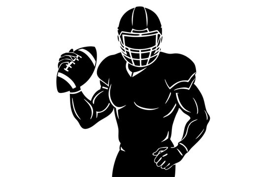 recommend clip art: Football player silhouette holding a ball on white background with transparency, football, football player, athlete, sport, silhouette, vector, ball, touchdown, game, action, competition, american