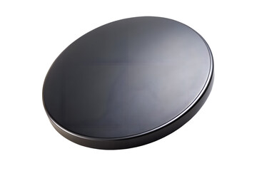 Elevated circular disc with a glossy finish on transparent background