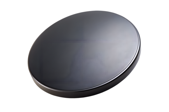 Elevated circular disc with a glossy finish on transparent background - Powered by Adobe