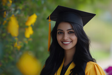 Smiling graduate in graduation attire