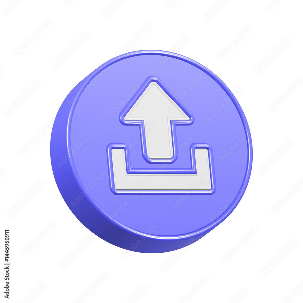 Poster upload icon button 3d rendering