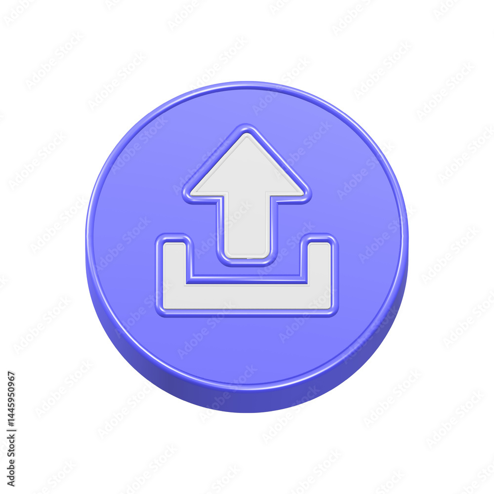 Poster upload icon button 3d rendering