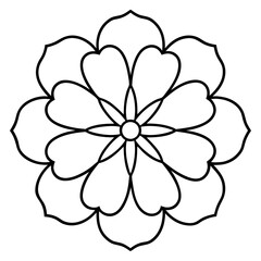 Mystical Floral Mandala Outline Vector