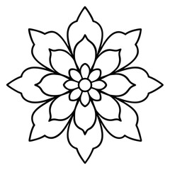 Mystical Floral Mandala Outline Vector